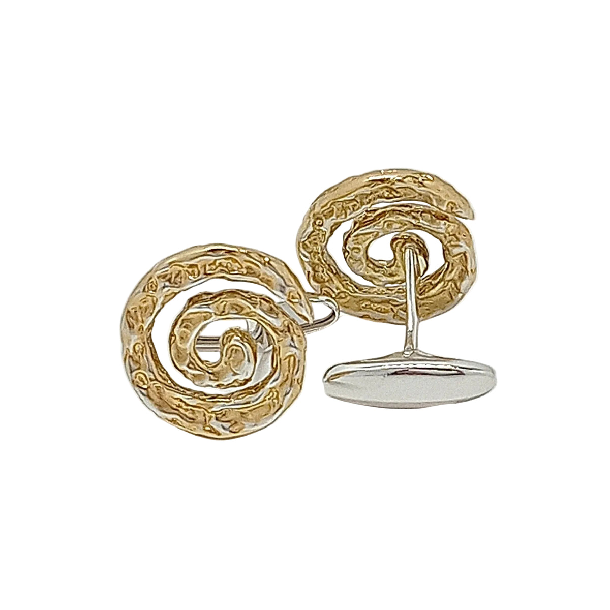 Gemelos Galaxia de plata y oro vermeil con espiral escultórica