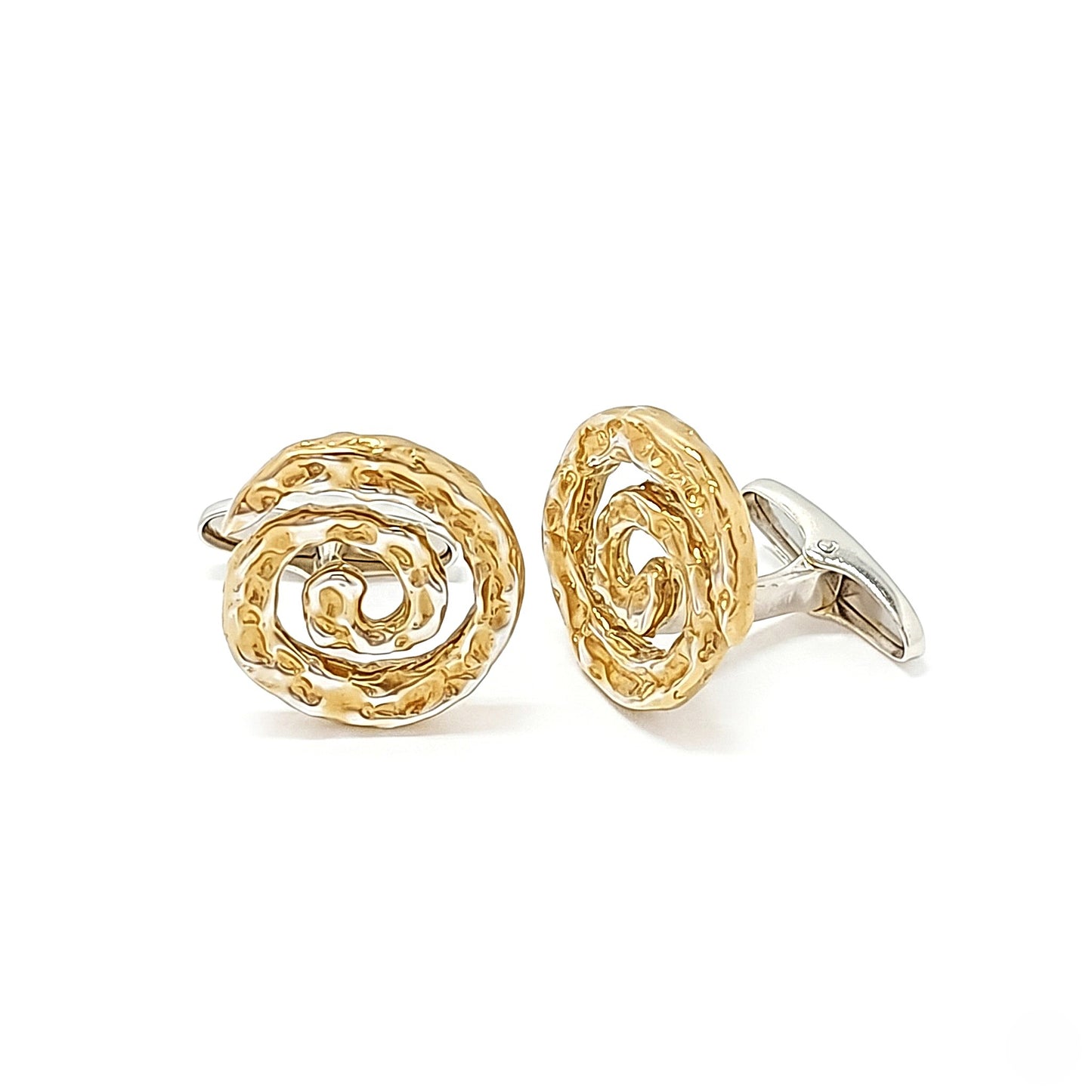 "Galaxy" Spiral Cufflinks in Sterling Silver and Gold Vermeil – Cosmic Design 18 mm
