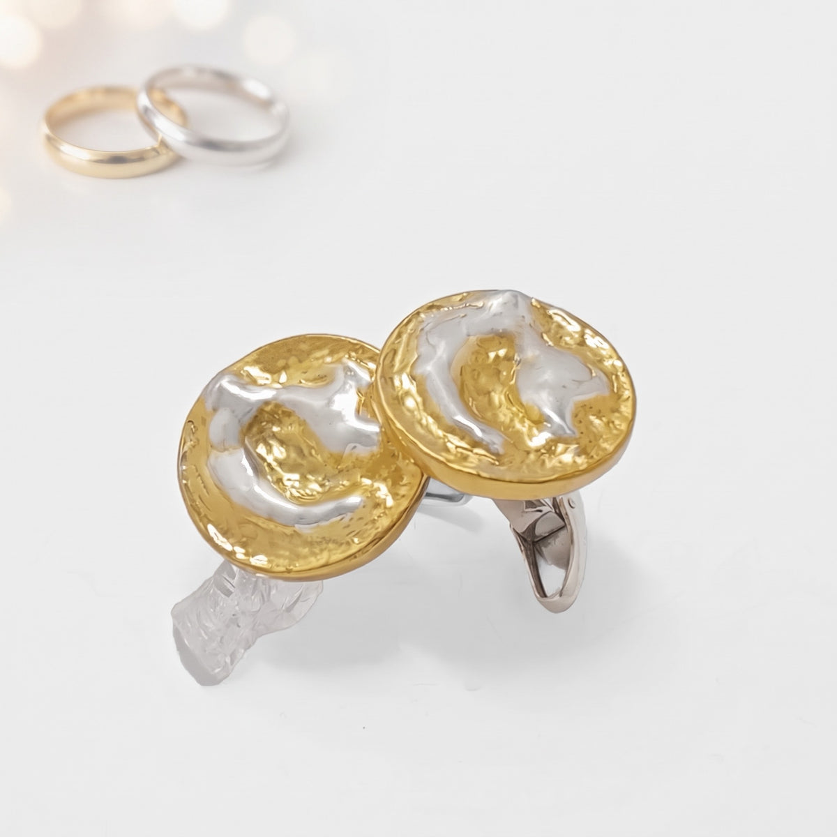 Gemelos Luna en plata y oro vermeil para boda